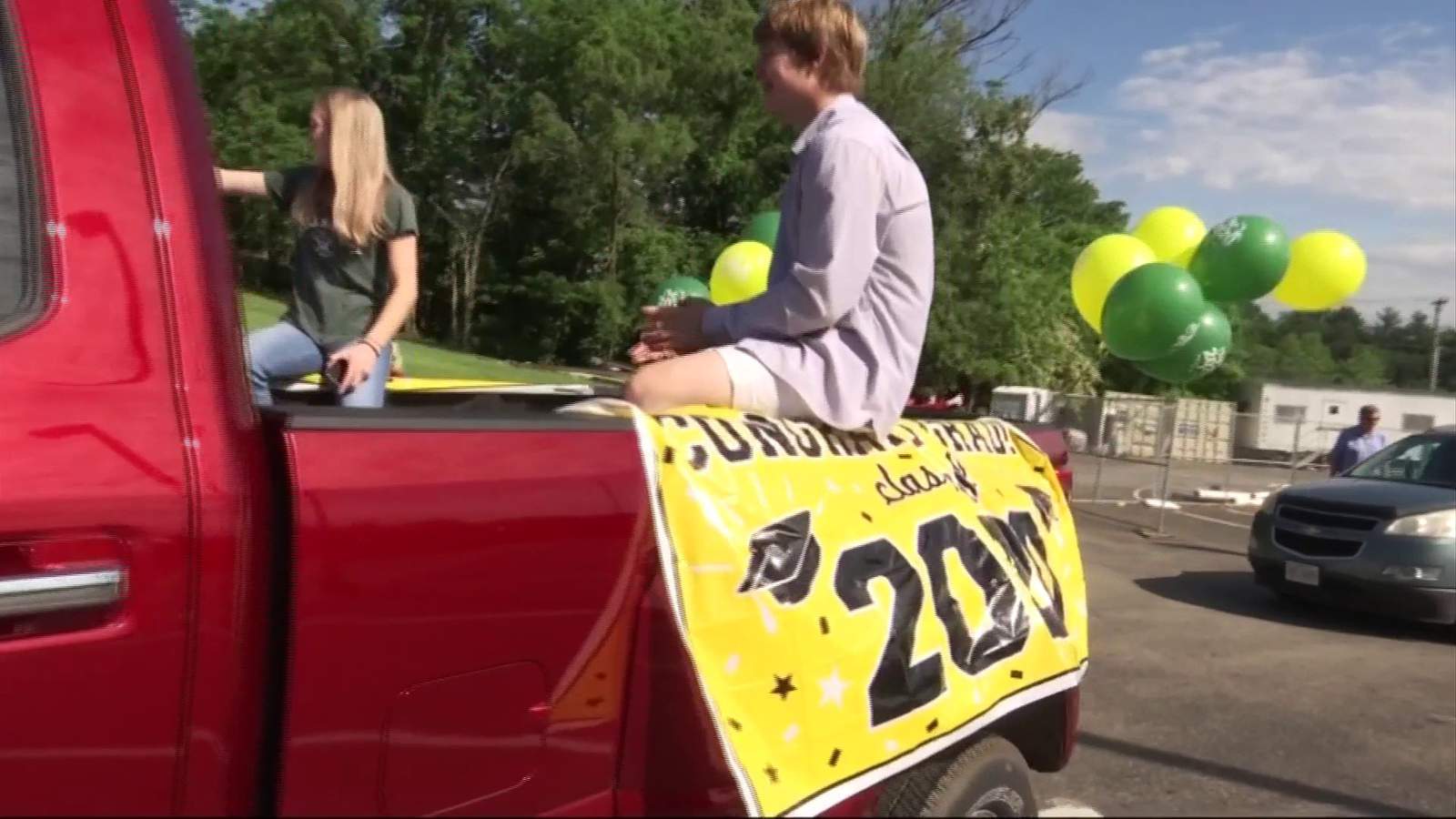 North Cross School graduates celebrate with victory lap in school’s parking lot