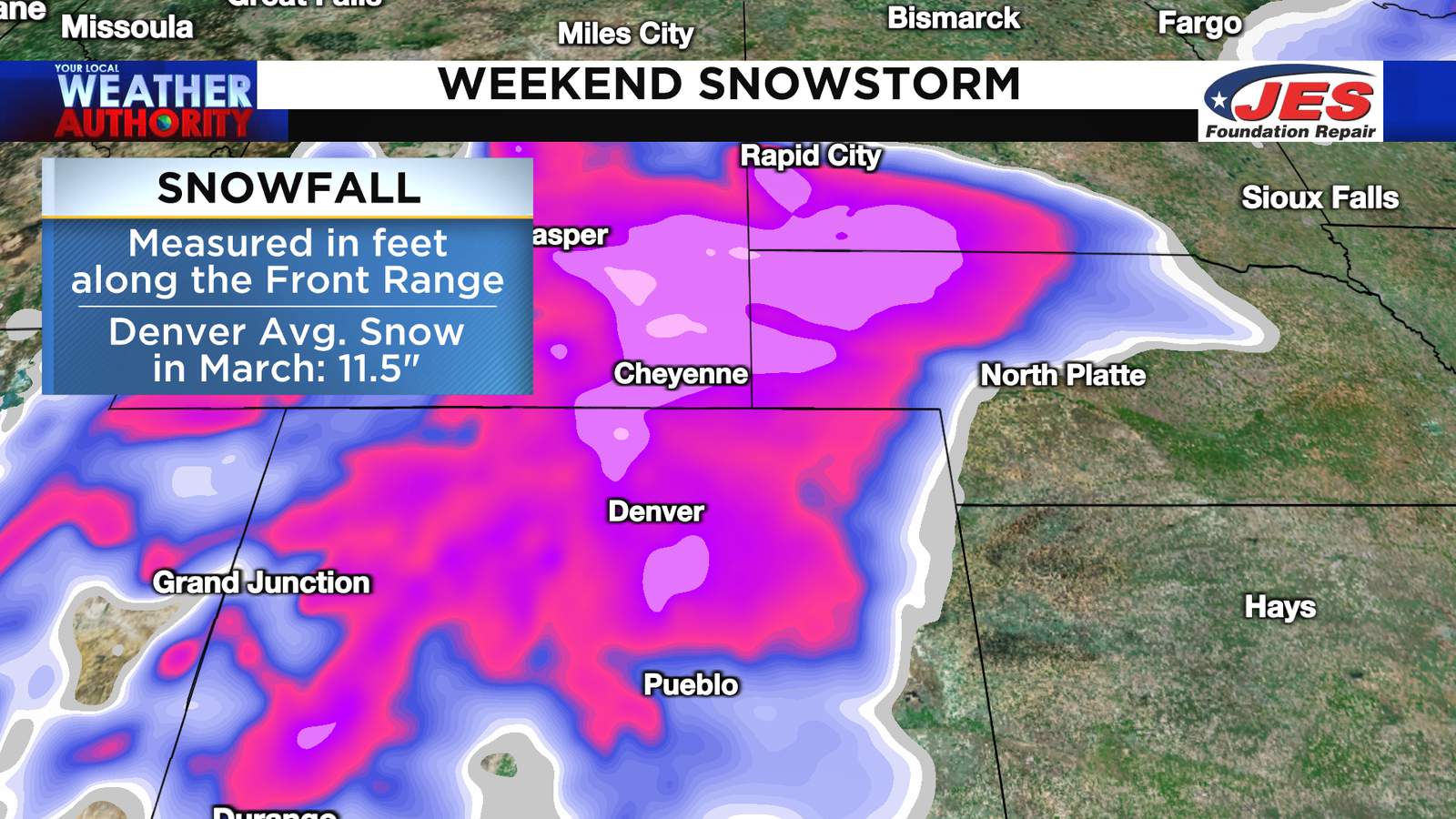 Parts of the Rockies could see feet of snow this weekend