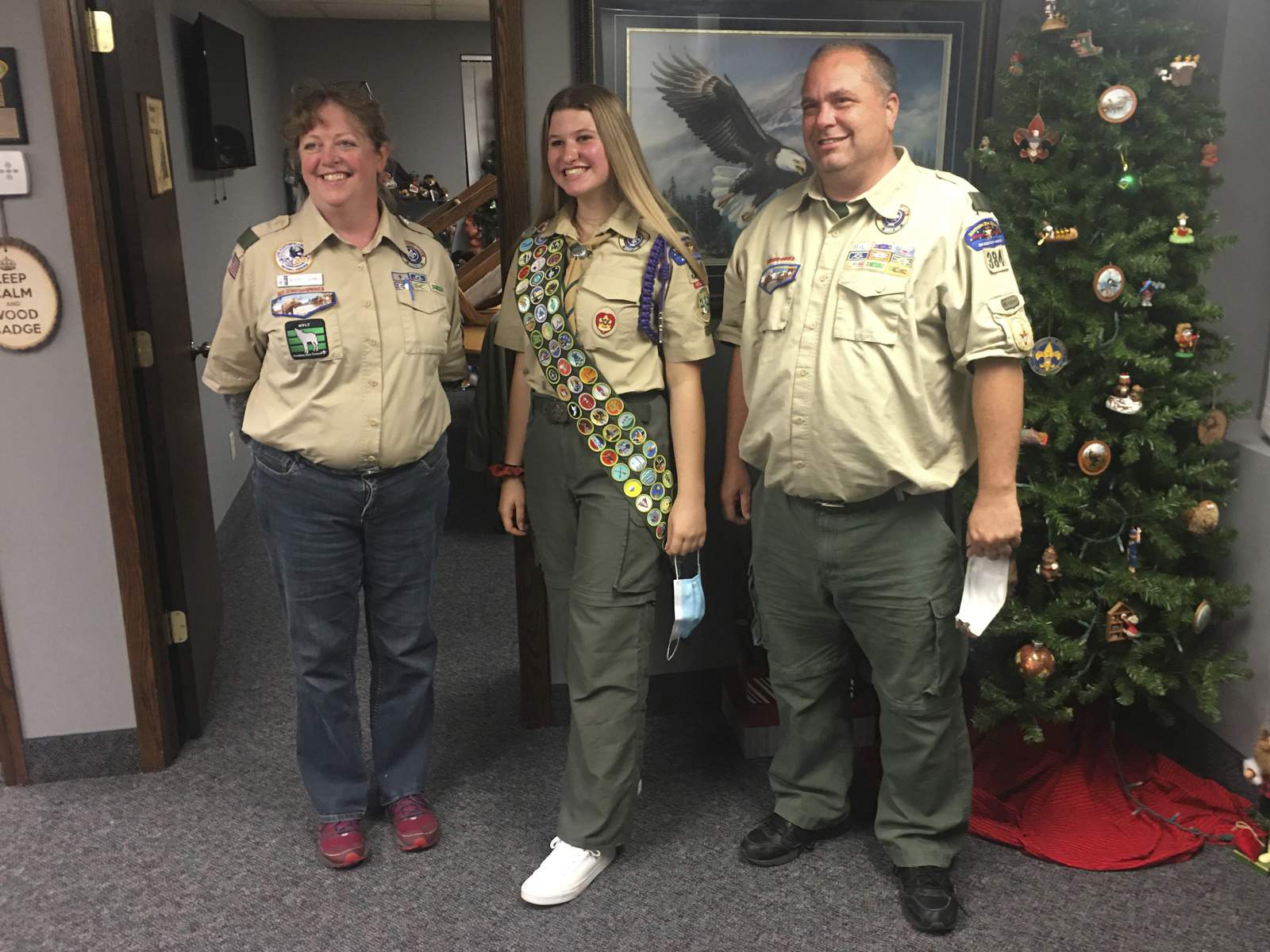 Boy Scouts celebrate the first group of female Eagle Scouts