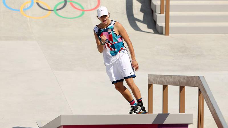 American Jagger Eaton takes bronze in first-ever Olympic skateboarding final
