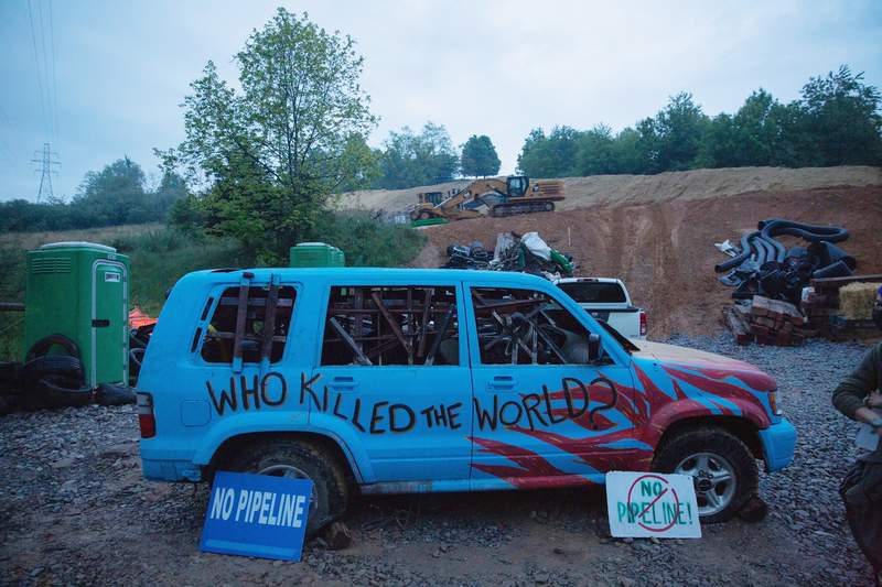 Woman arrested after blocking access to Mountain Valley Pipeline site during protest