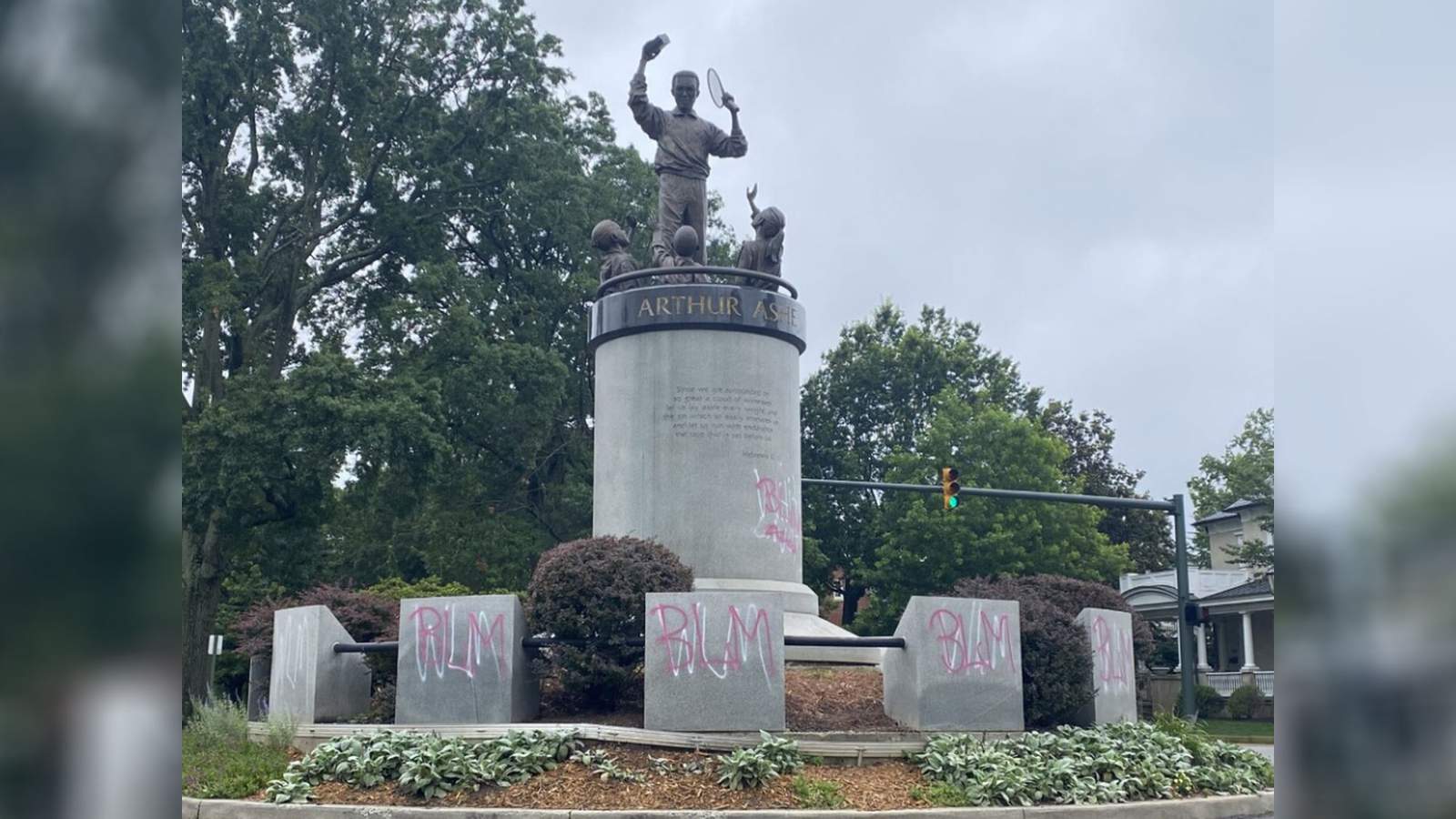 ‘White Lives Matter’ sprayed on Richmond’s Arthur Ashe memorial