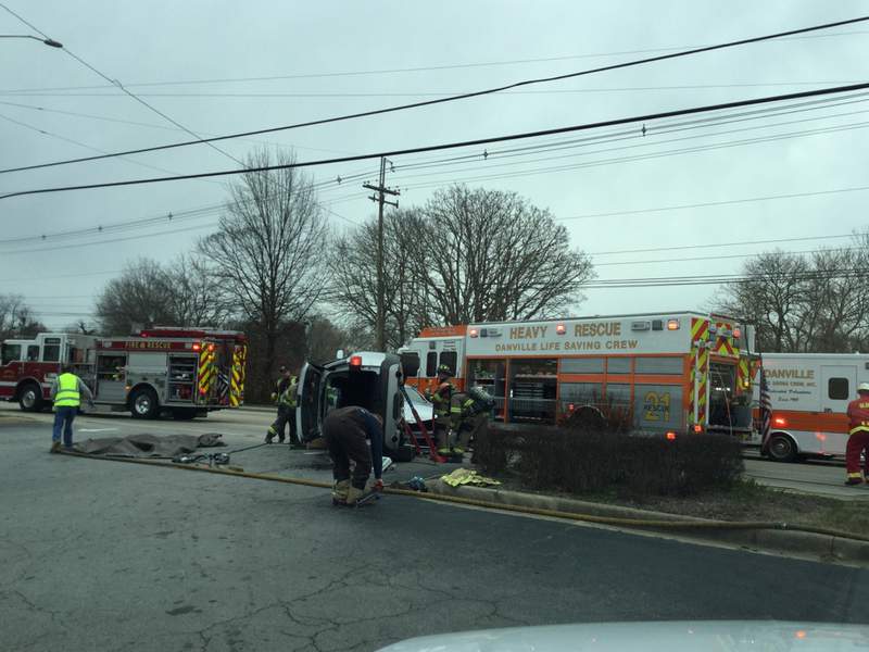 Danville first responders free person trapped after crash
