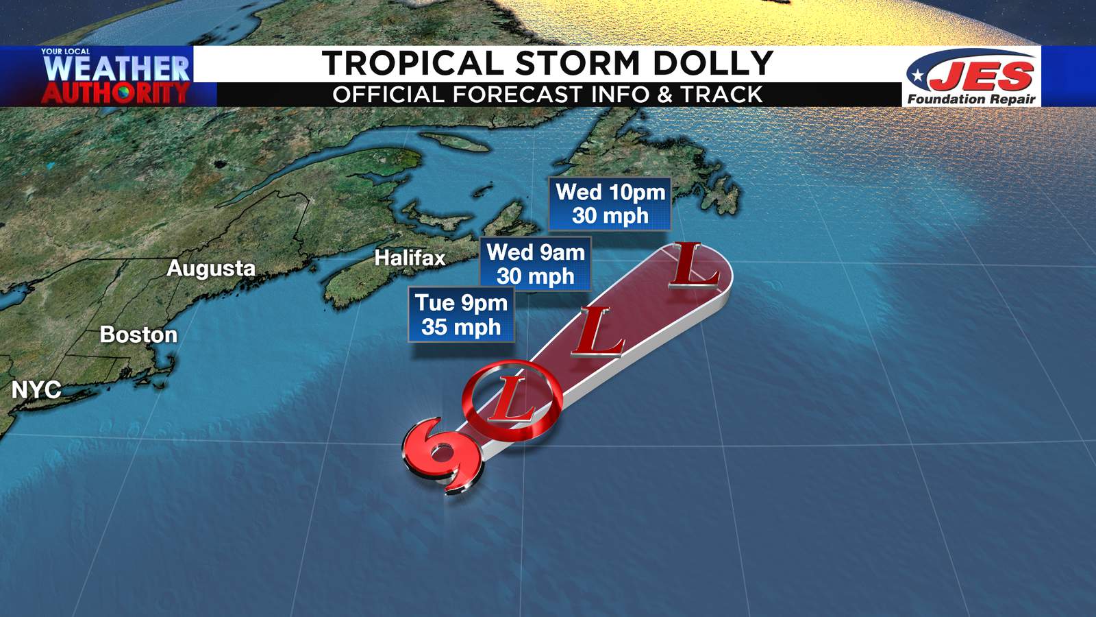 Dolly forms in the North Atlantic and is barely gettin by