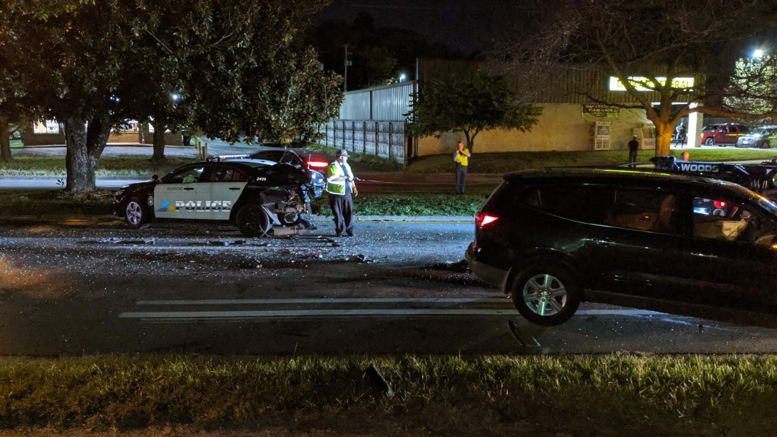Three people, including two police officers, taken to hospital after crash in Roanoke