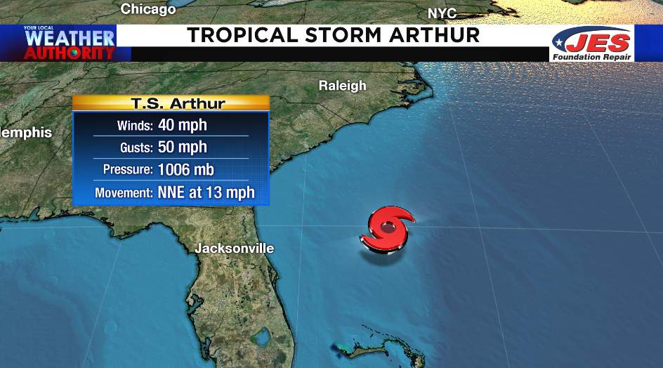 Tropical Storm Arthur forms east of Florida