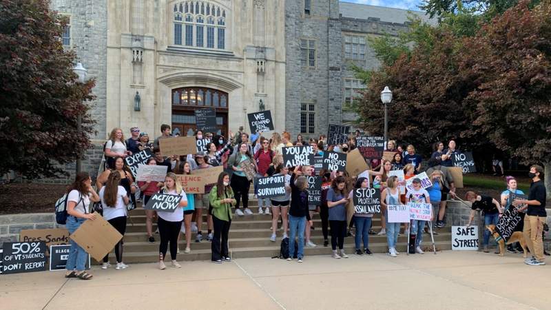 Hundreds of Virginia Tech students protest after reports of sexual assaults