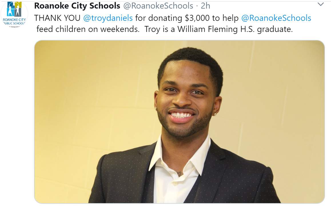 NBA player, Roanoke native Troy Daniels donates to Roanoke City Schools