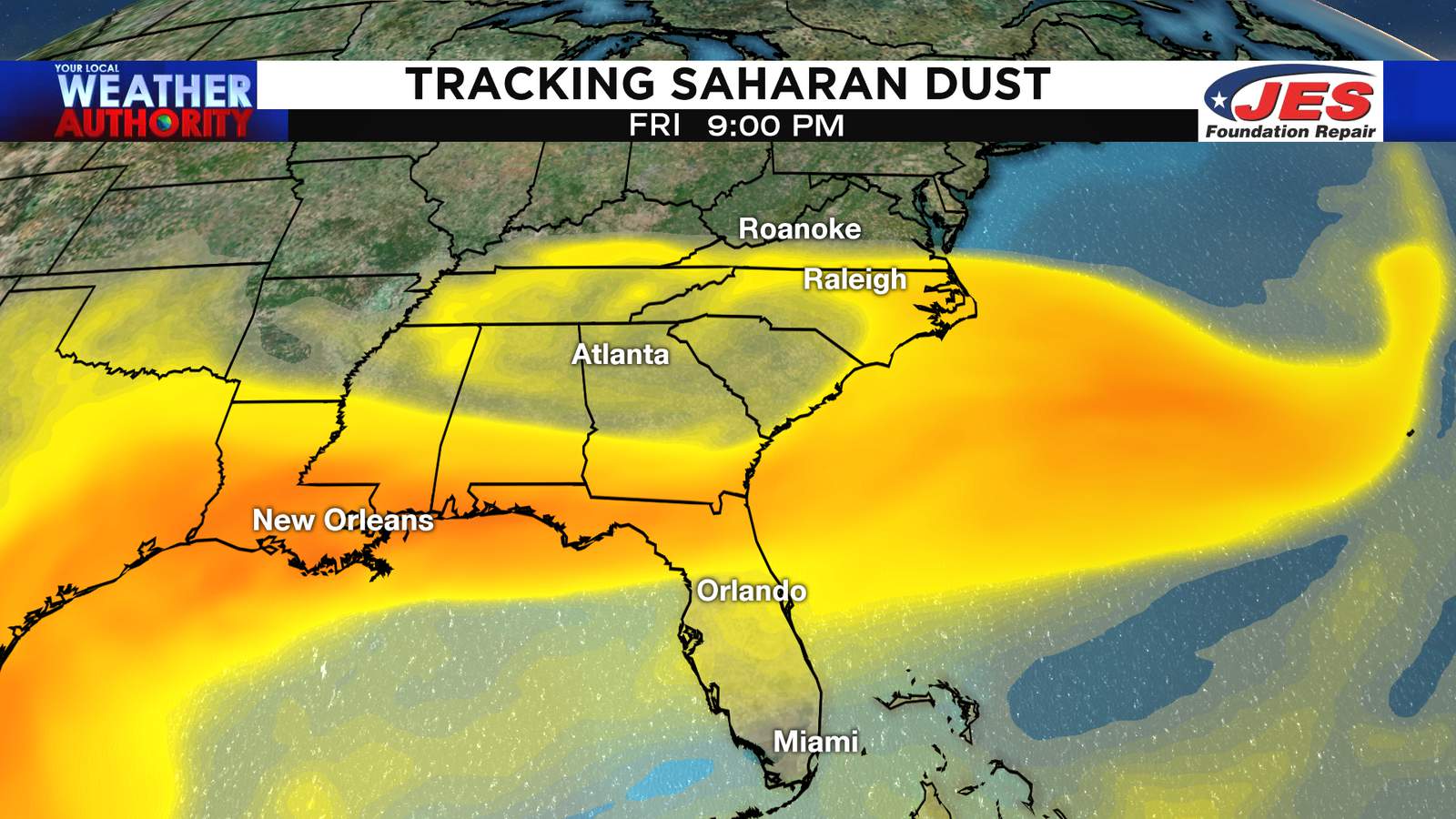 Spotty storms Thursday; Saharan dust adds a little haze through the weekend