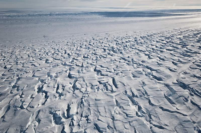 Ice shelf protecting Antarctic glacier is breaking up faster