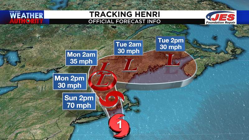 Henri to make landfall in the Northeast Sunday; local weather stays hot, mainly dry