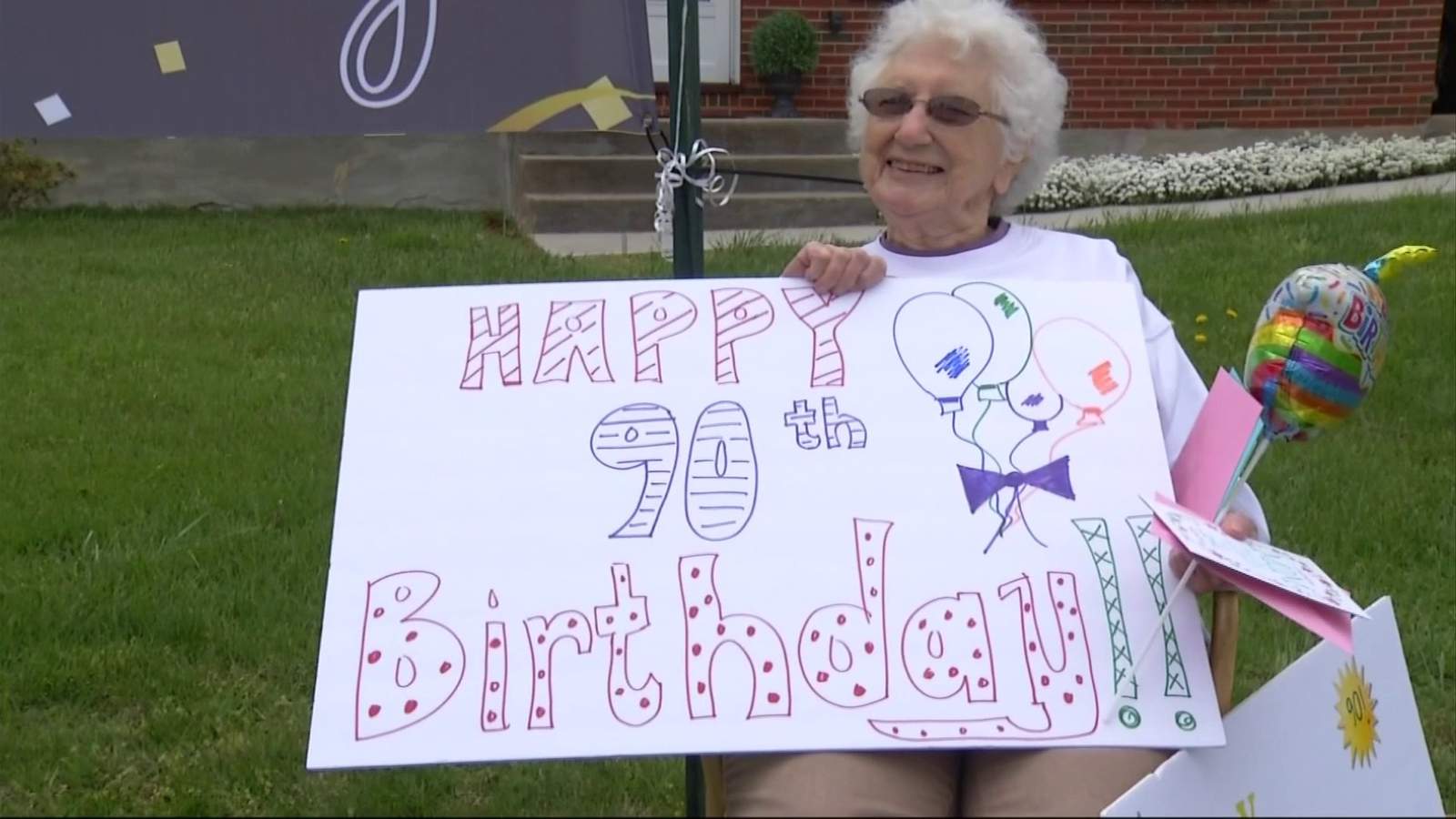 Woman celebrating 90th birthday surprised with parade in her honor