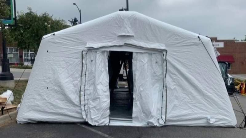 Tents on standby at Carilion Franklin Memorial Hospital to use if waiting rooms get full