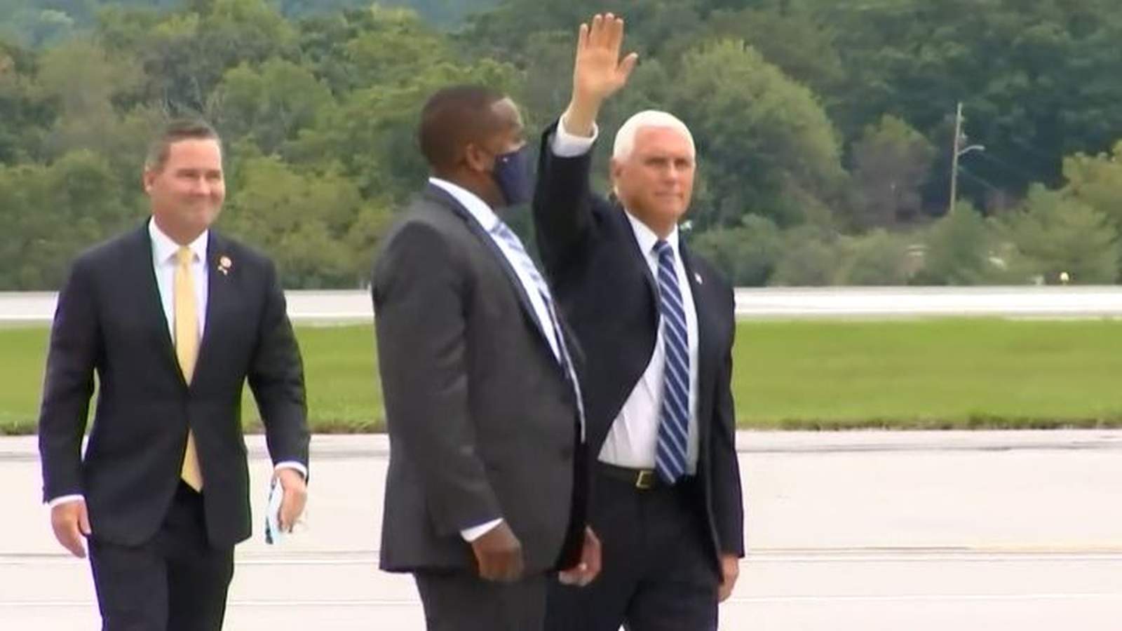 WATCH: Vice President Mike Pence lands in Roanoke before speaking at VMI