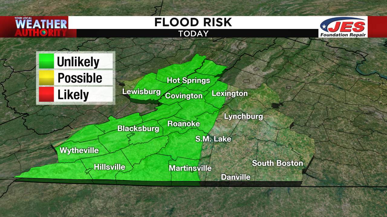 With shower and storm chances increasing today, could we see a risk for more flooding?