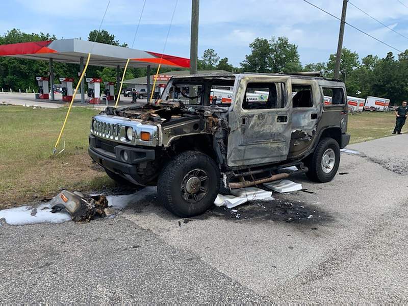Hummer with four containers of gas inside bursts into flames in Florida