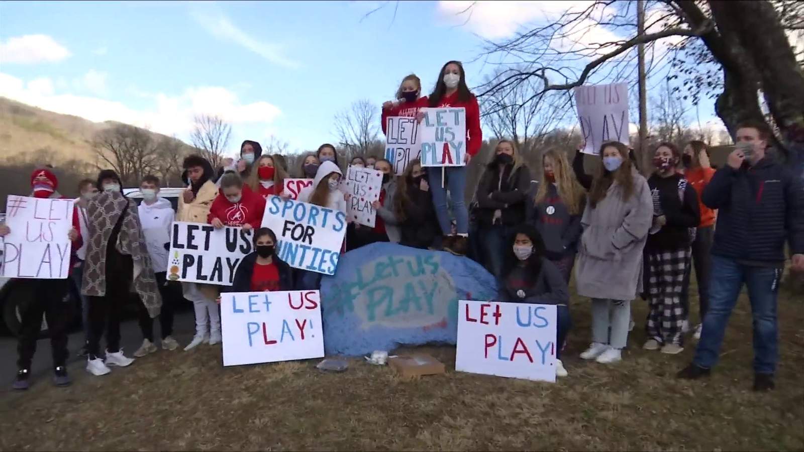 ‘Let us play’: Alleghany High School students protest postponed sports season