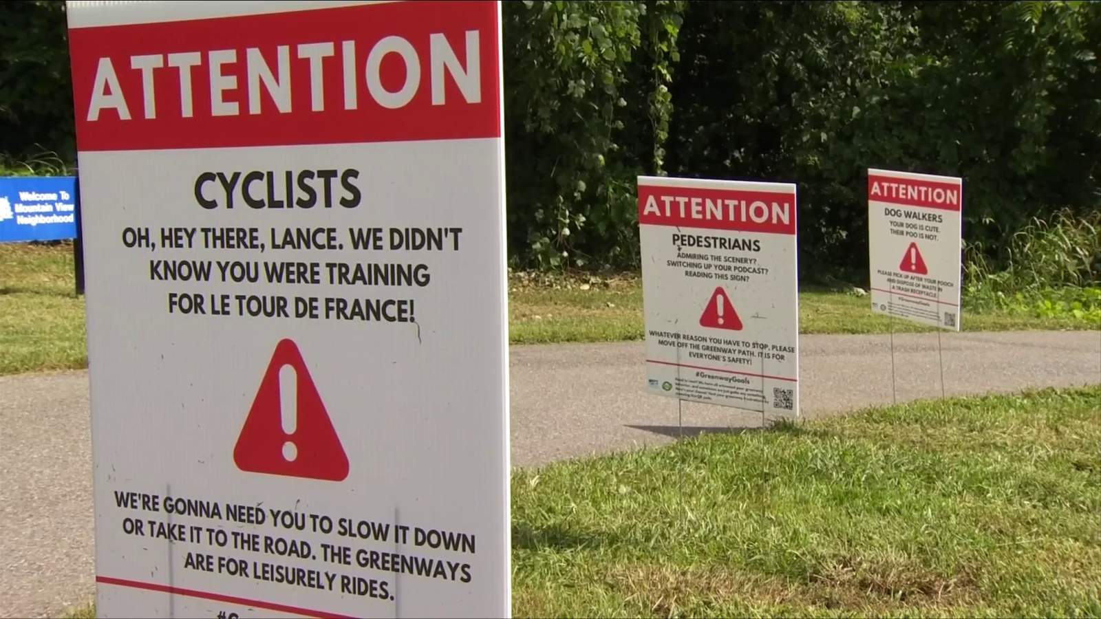 ‘On hey there Lance’: Roanoke puts up new signs encouraging better greenway behavior
