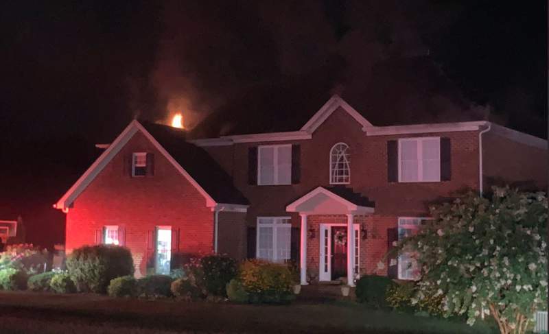 Family displaced after lightning strike sparks house fire in Forest
