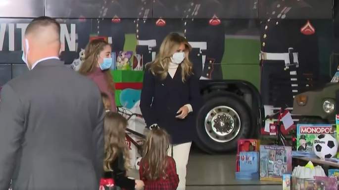 WATCH: First Lady Melania Trump takes part in Marine Corps Toys for Tots Drive
