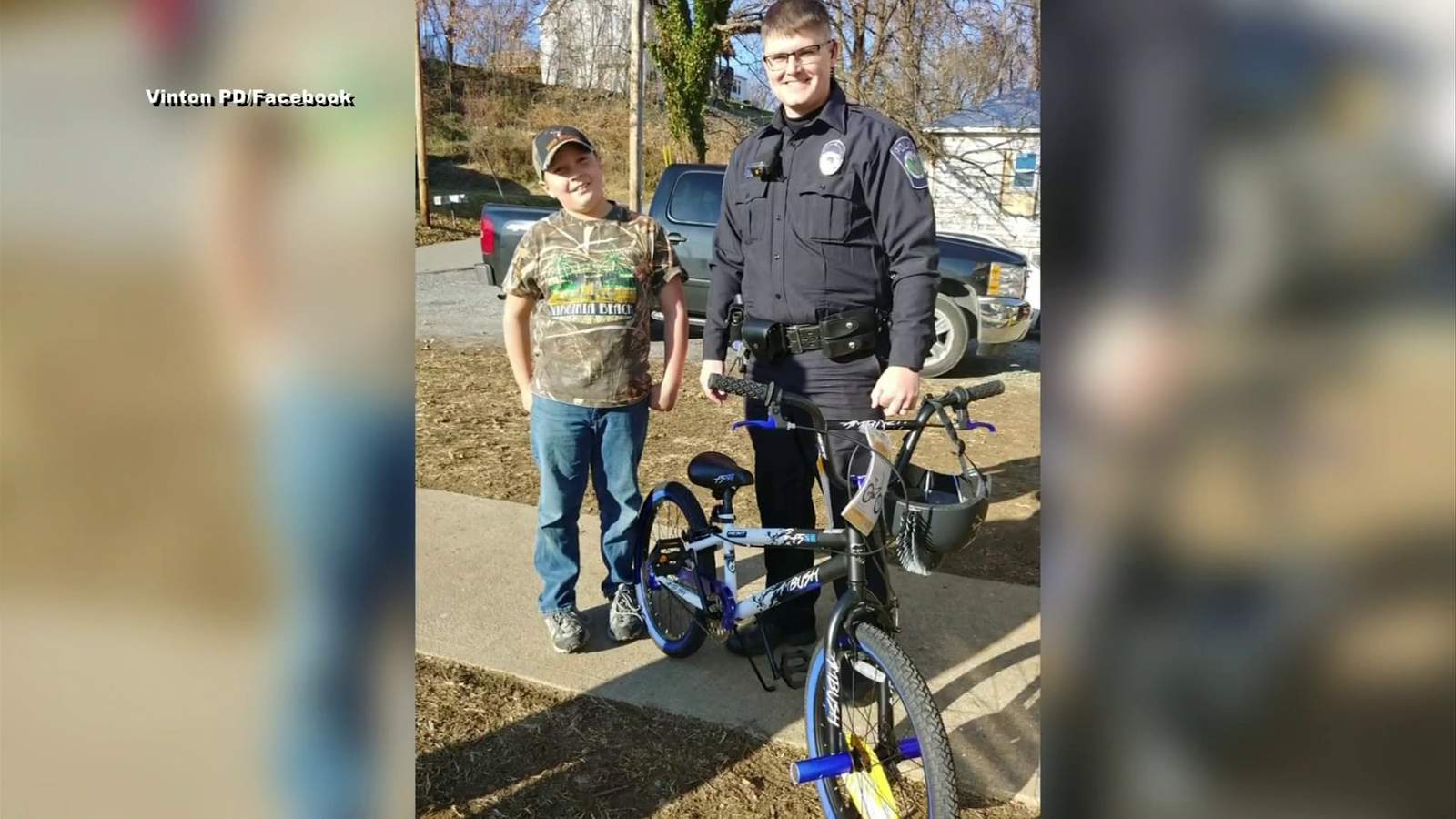 ’I thought it was pretty nice’: Vinton police officer replaces local boy’s stolen bike
