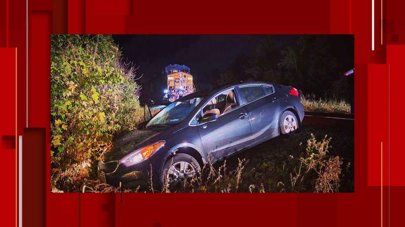 Car crashes on railroad tracks in Campbell County as train approaches