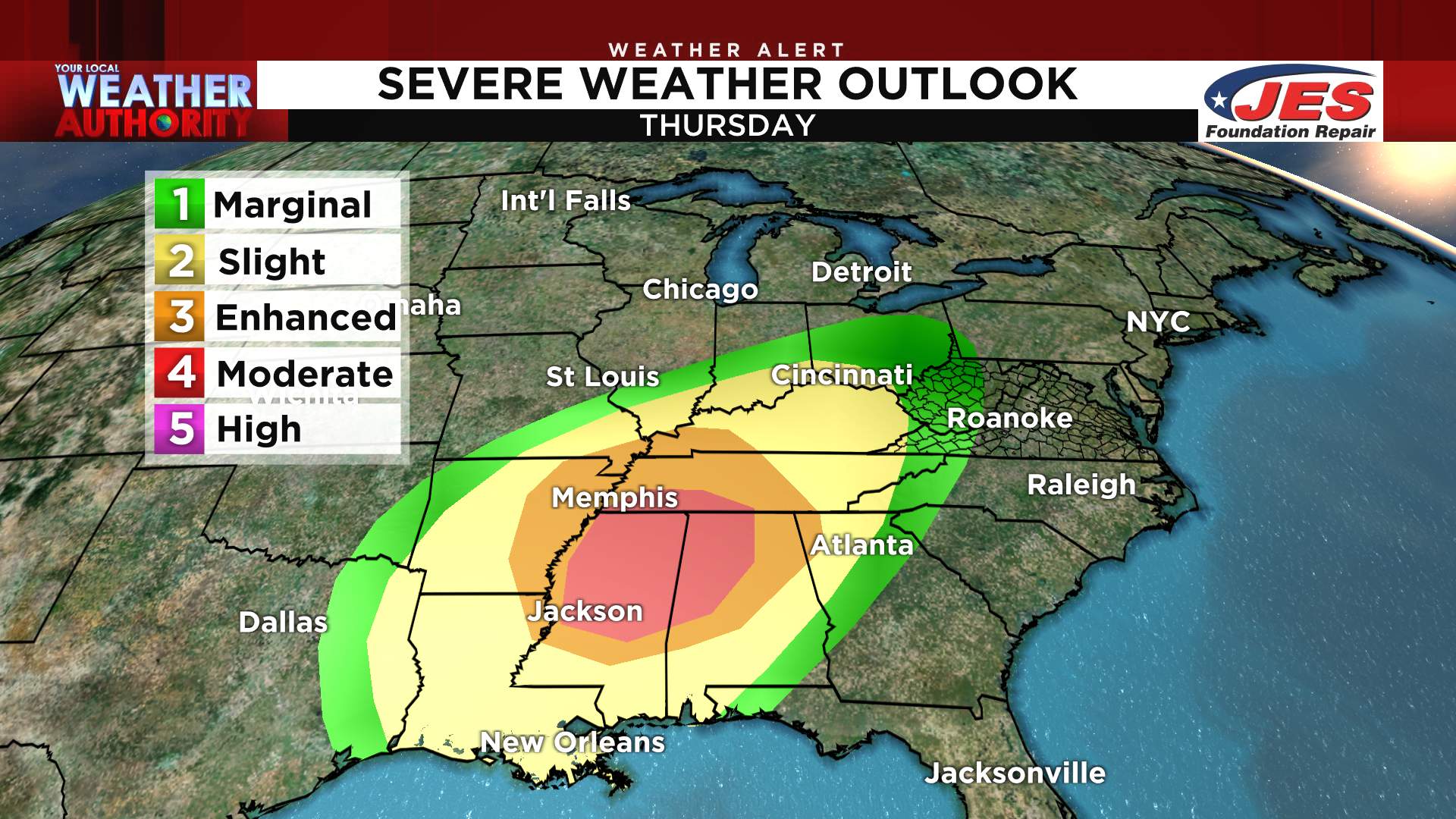 Deep South severe outbreak Thursday; near-record warmth locally Friday afternoon
