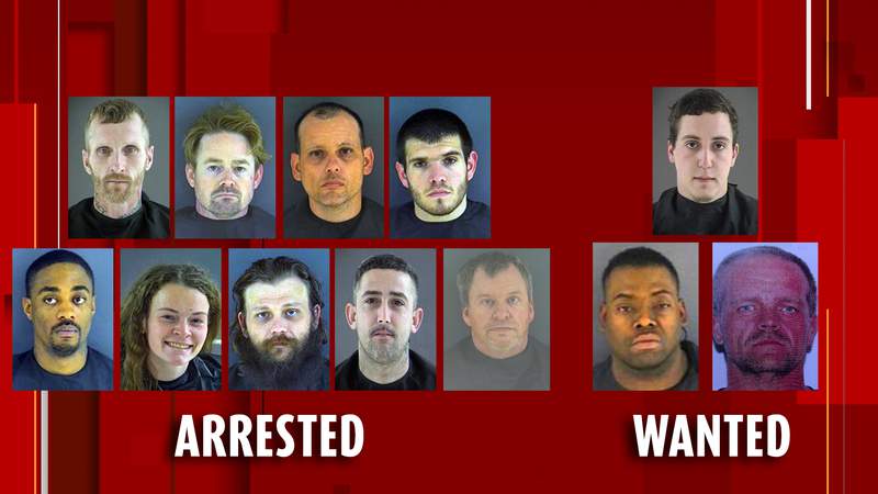 Nine arrested, three wanted in connection to narcotic round-up in Bedford County