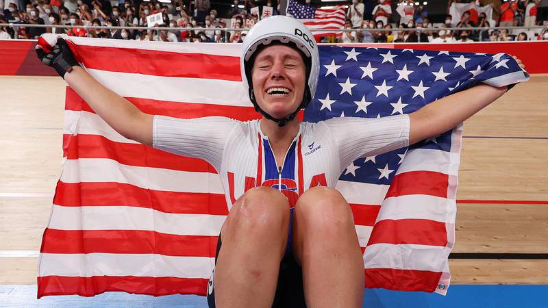Jennifer Valente wins U.S. its first women's Olympic track cycling gold