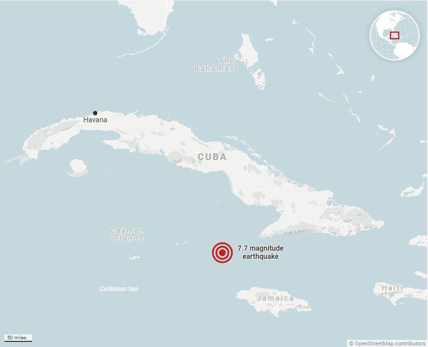 Magnitude 7.7 earthquake strikes off the coast of Jamaica