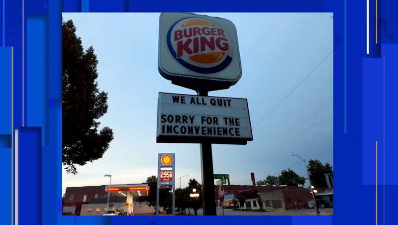 Burger King employees use restaurant sign to announce they’re all quitting