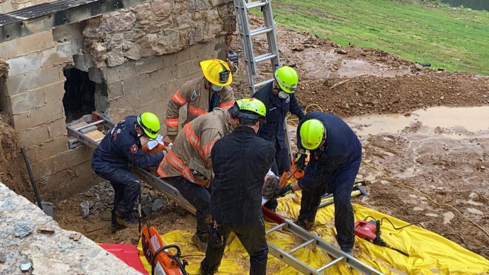 Roanoke rescue crew cuts through concrete wall to rescue construction worker