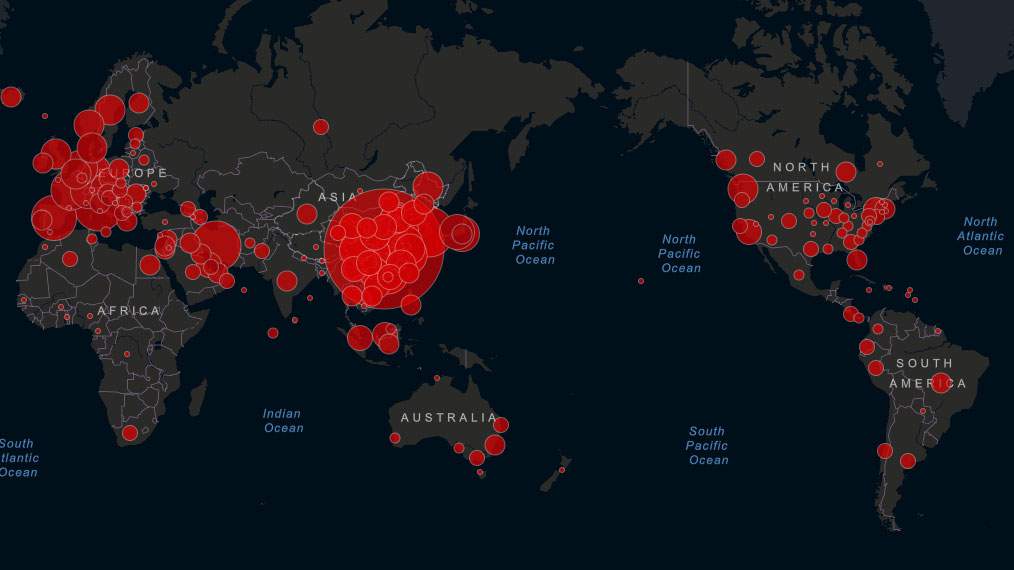 Image result for Coronavirus Worldwide Map john hopkins