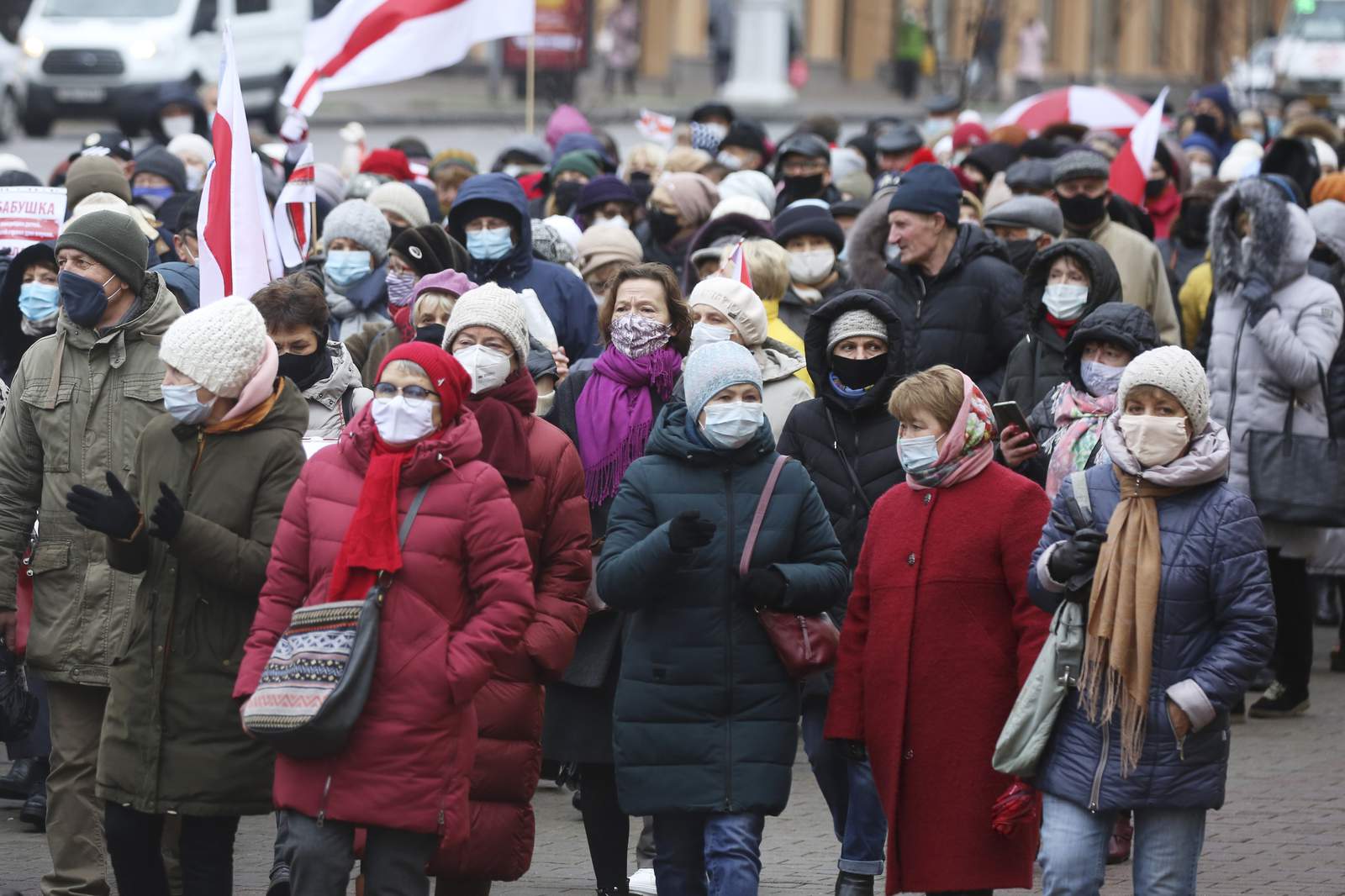 Belarus pensioners march demanding leader's resignation
