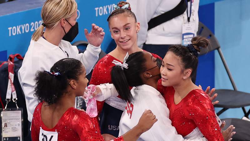 USA gymnasts Lee, Chiles, McCallum dedicate silver to Biles