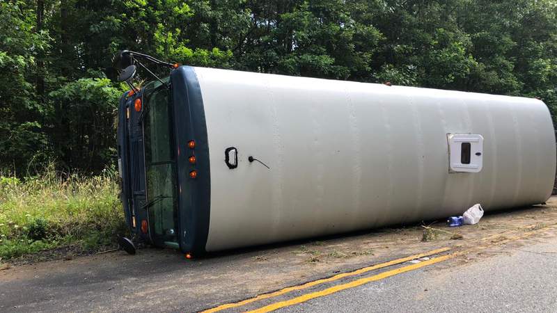 14 injured after bus carrying National Guard soldiers overturns in Central Virginia