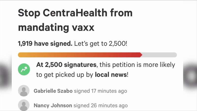 Lynchburg woman starts petition against Centra Health’s COVID-vaccine mandate