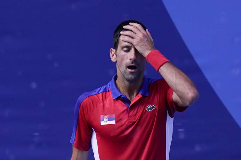 Djokovic's temper flares up as he leaves Tokyo empty-handed