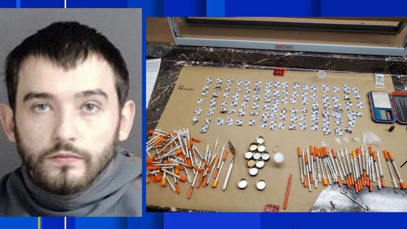 Franklin County man arrested with about 100 baggies of heroin in his car, authorities say
