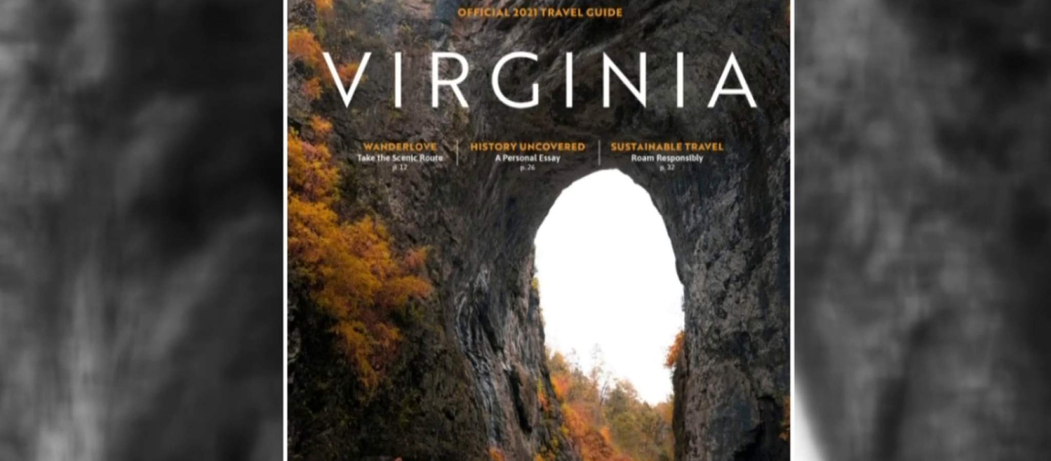 Natural Bridge State Park featured on 2021 Virginia Travel Guide cover