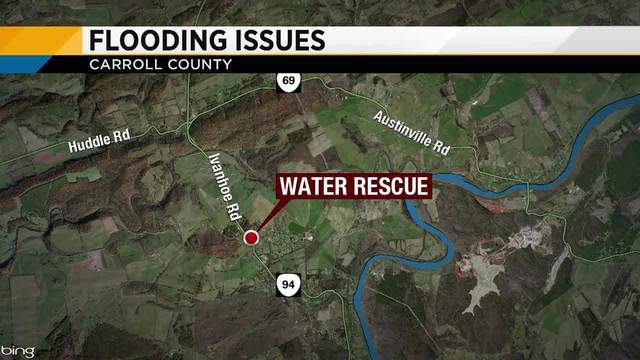 Emergency crews perform high-water rescue in Carroll County