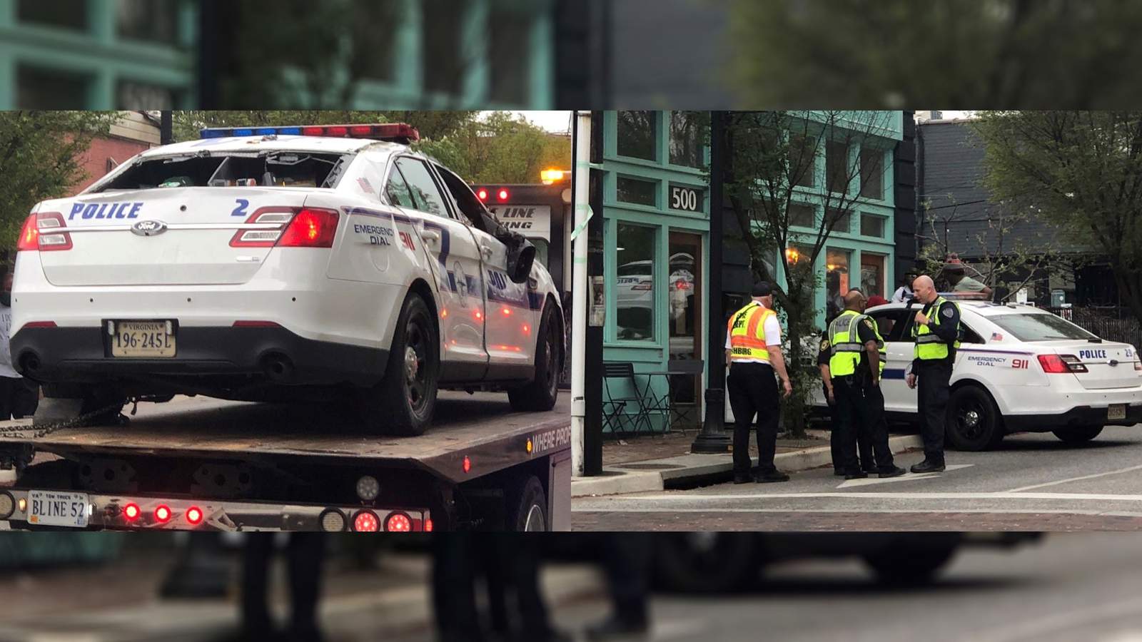 One officer hospitalized after Lynchburg police vehicles involved in downtown crash