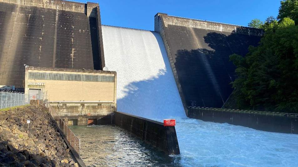Philpott Lake overflows its spillway for the first time in history