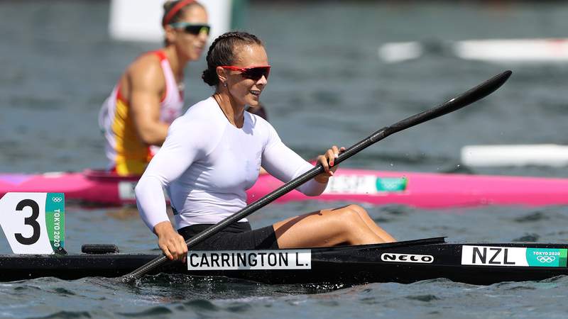 New Zealand's Carrington wins third straight gold in women's kayak single 200m