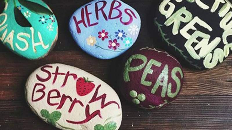Painting rocks to add personality to your flower garden