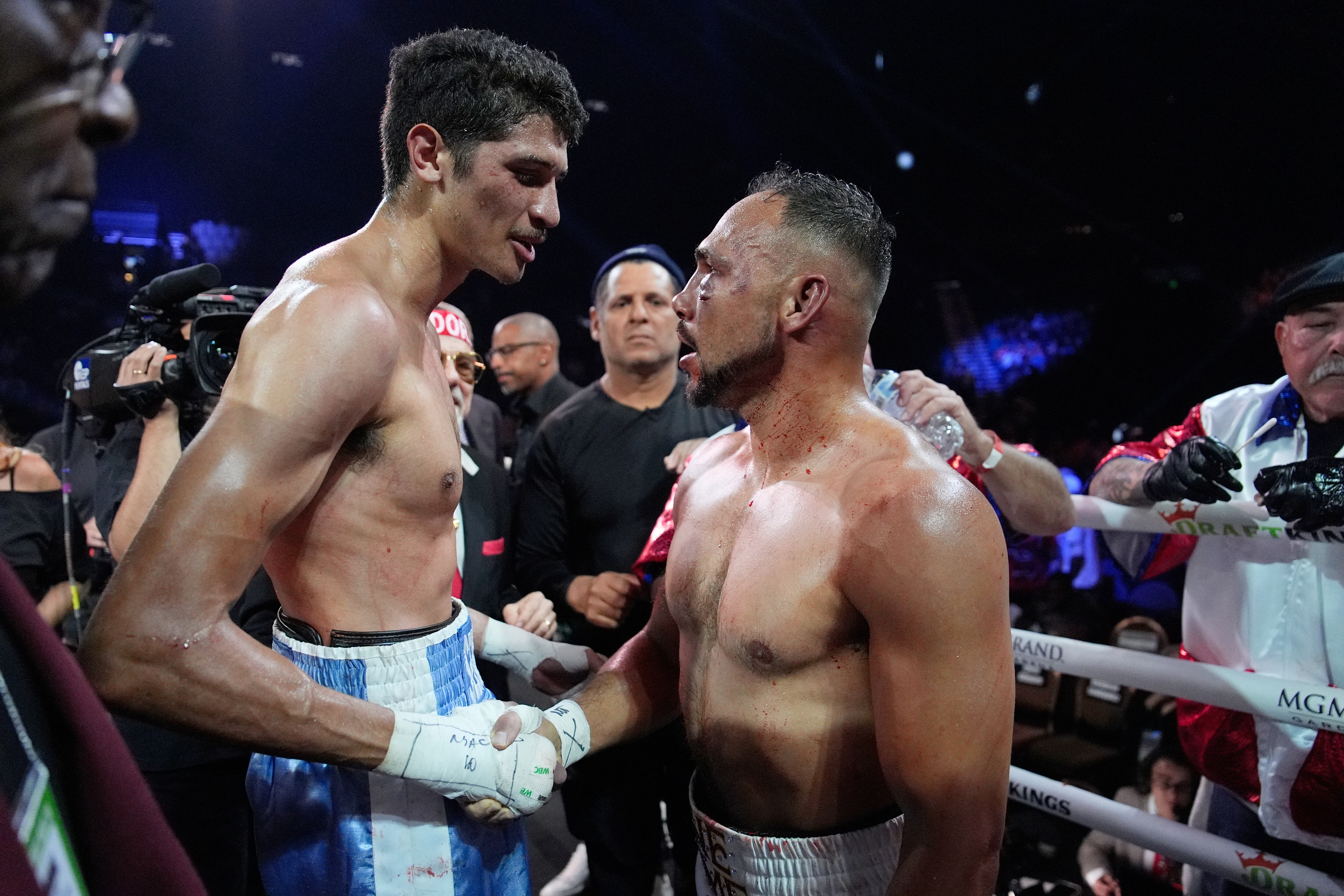 Sebastian Fundora and Keith Thurman after their March 2026 WBC title fight