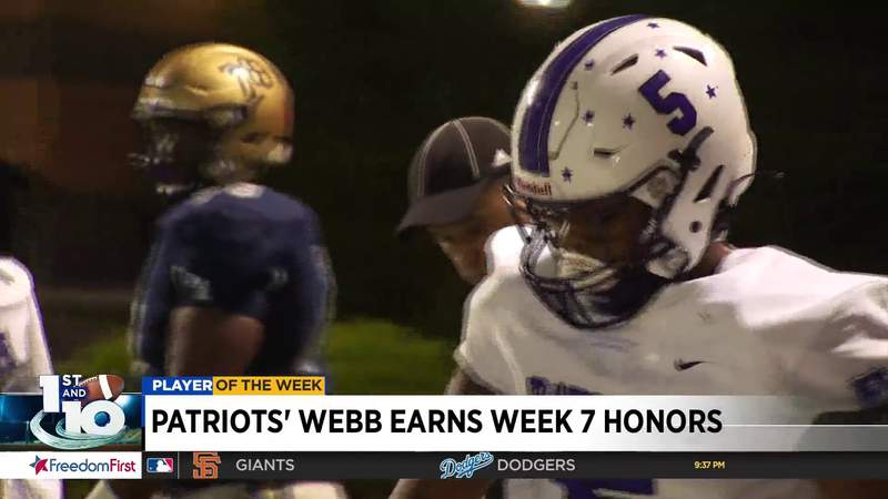 Patriots’ Webb earns Week 7 honors