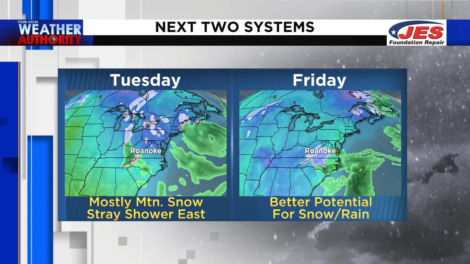 Mostly mountain snow Tuesday; better potential by Friday