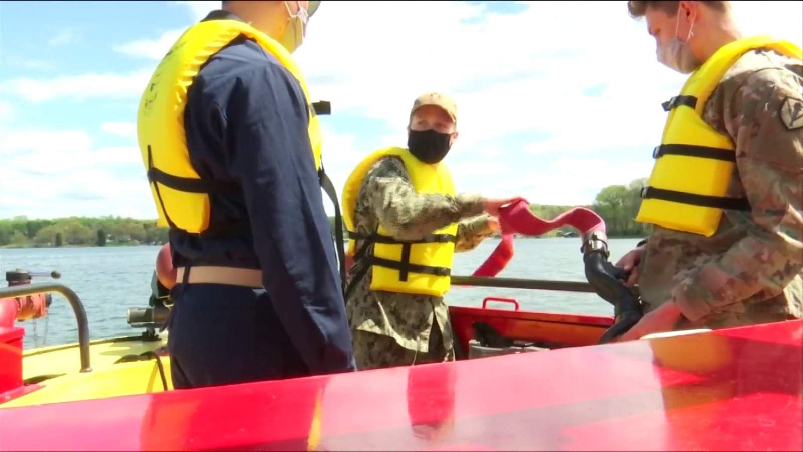Virginia Military Institute cadets learn how to battle flames on Smith Mountain Lake