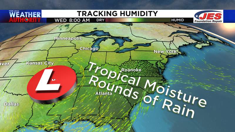 “Cut-off low” to bring rounds of scattered downpours this week